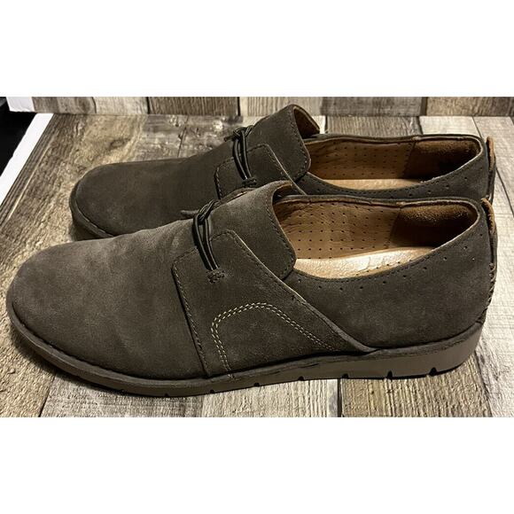 CLARKS ARTISAN BROWN SUEDE UNSTRUCTURED SHOES SIZE 9 1/2 - Picture 4 of 6